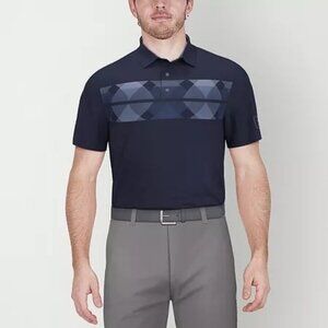 Pga Tour Mens Regular fit Short Sleeve Polo Shirt Size L Blue Geometric